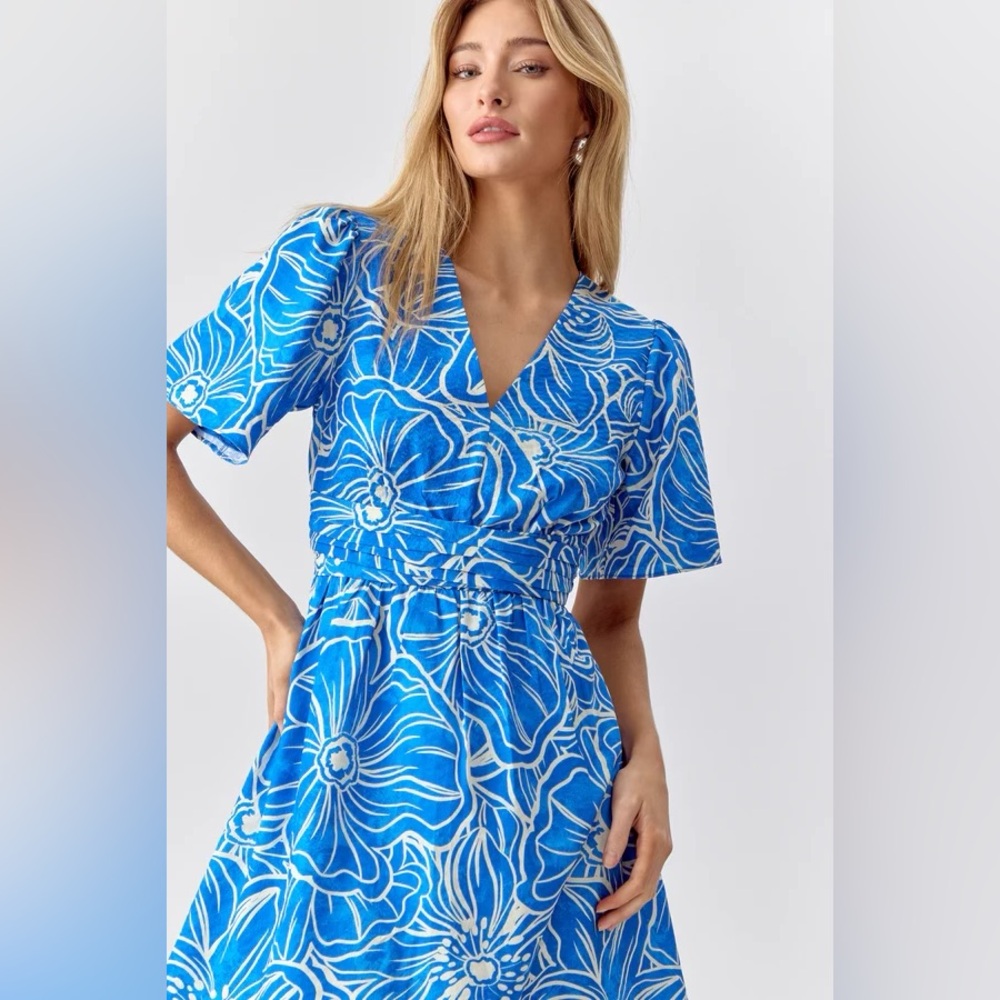 Blue Floral Mini Dress
